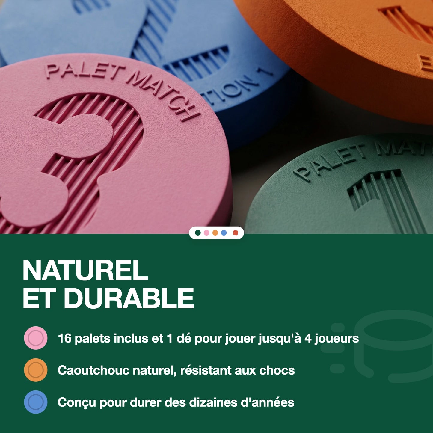 Palets Palet Match colorés dispersés dans le sable, vue du dessus, jeu de plage