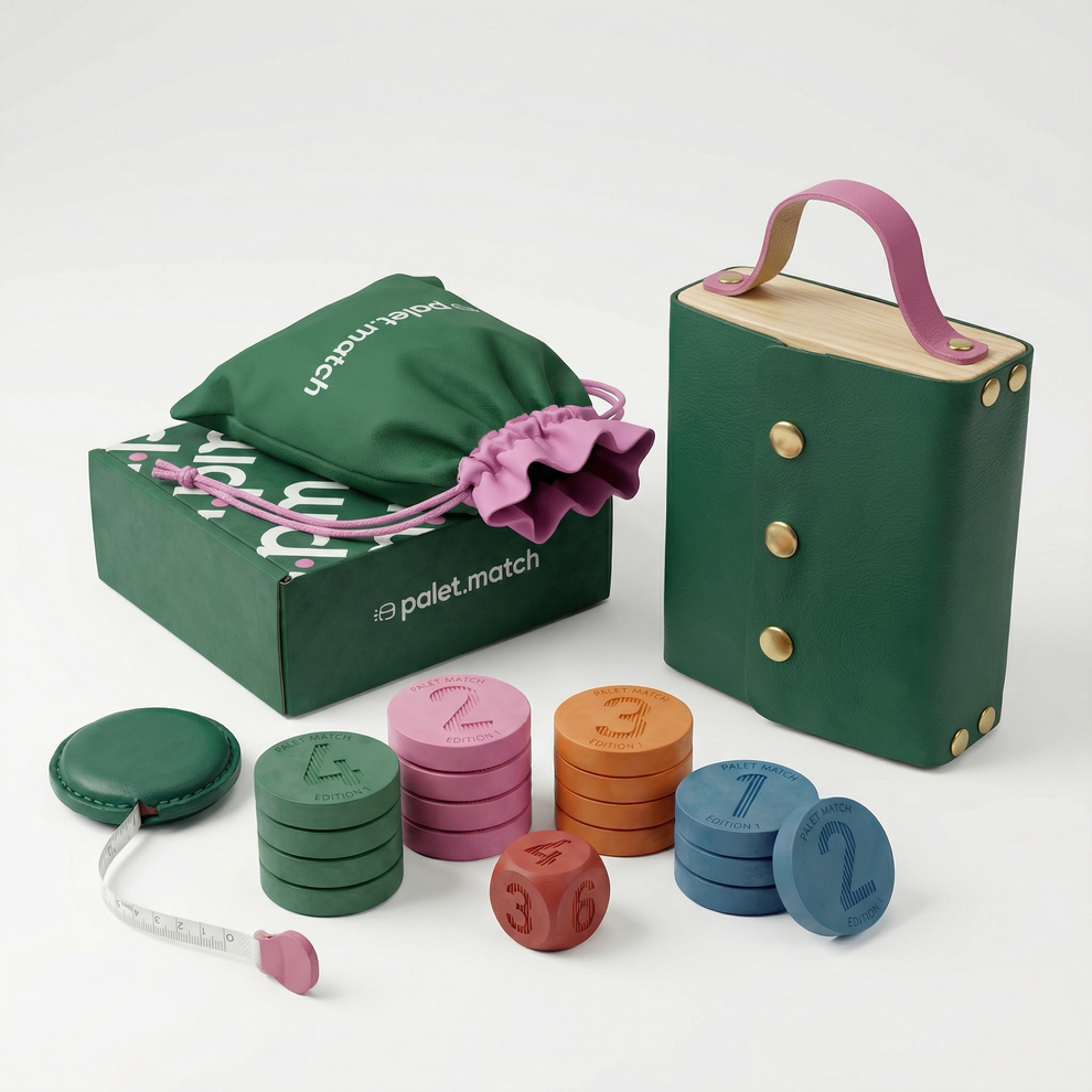 Complete Palet Match Set Pack with Made in France leather bag and measuring tape