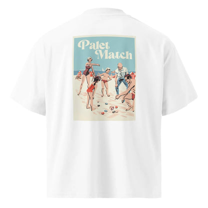 T-shirt oversize col montant blanc Palet Match, vue de dos